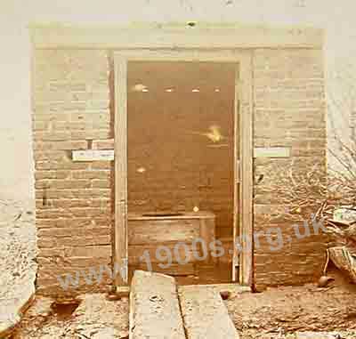Old brick built privy, 1897, typical of those in use in the early 1900s. Similar outdoor lavatories were still in use in the first part of the twentieth century.